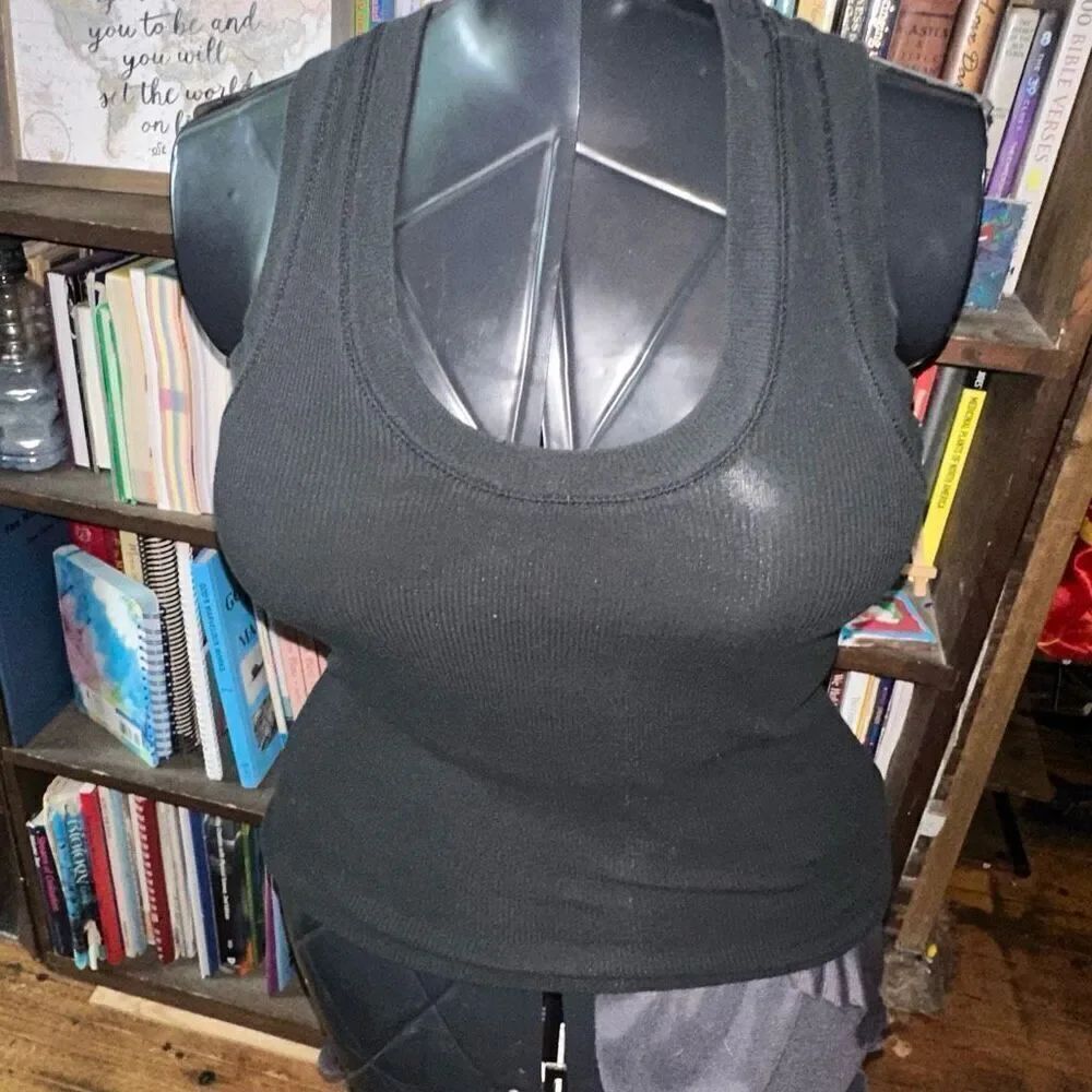 Z Supply basics black ribbed scoop neck knit S tank top